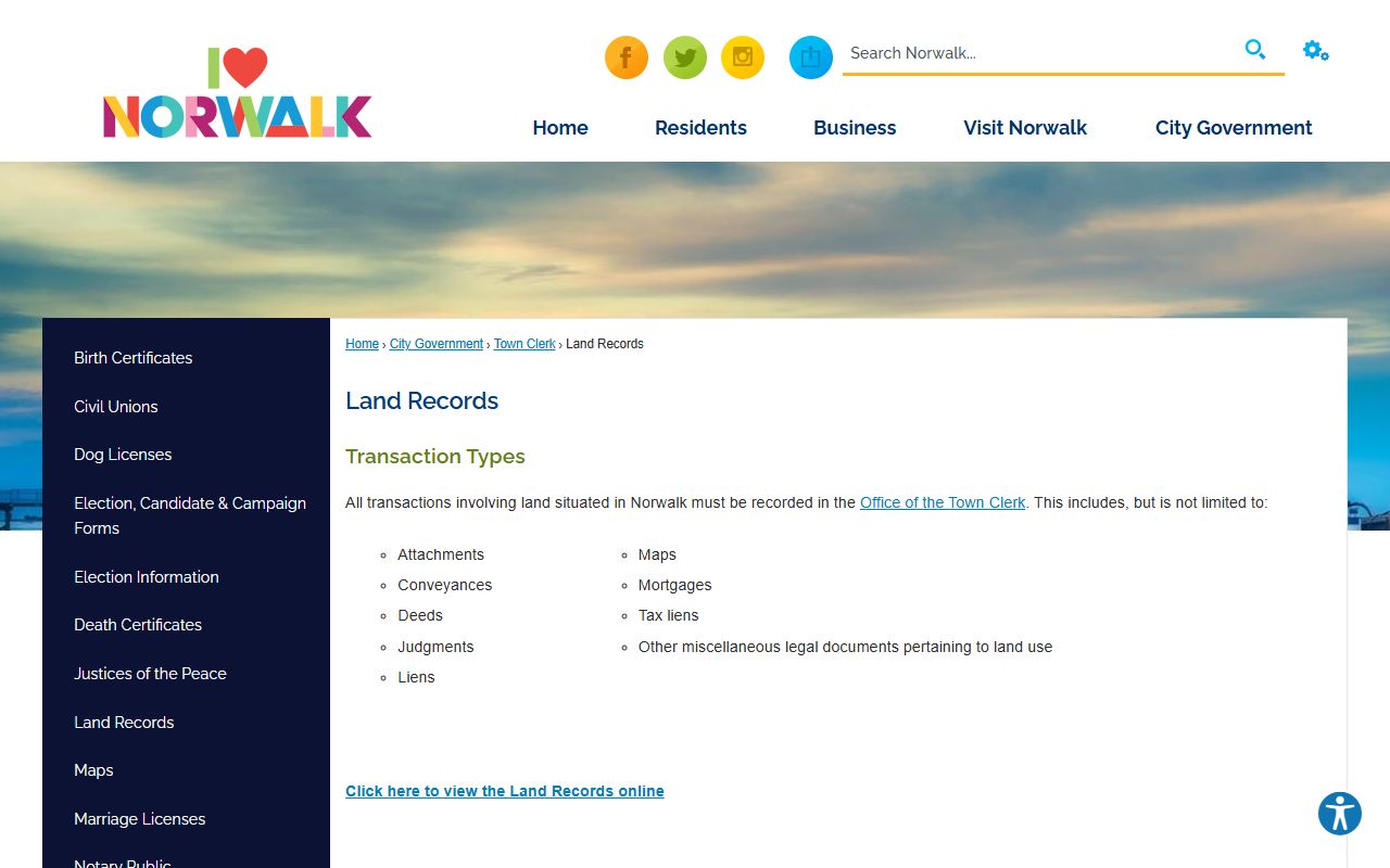 Norwalk land records online portal for people search