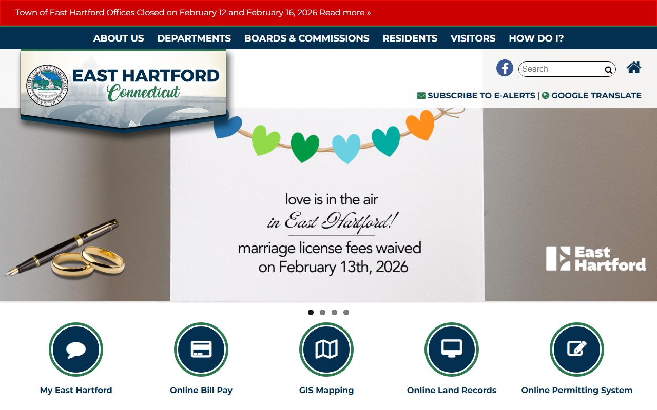 East Hartford town website for Hartford County people search information