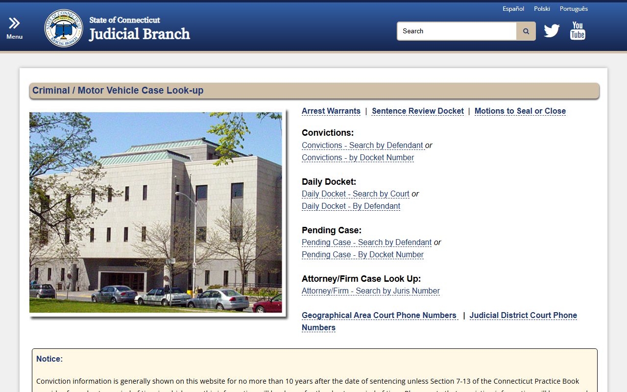 Connecticut criminal case lookup tool for people search